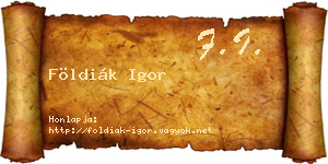 Földiák Igor névjegykártya